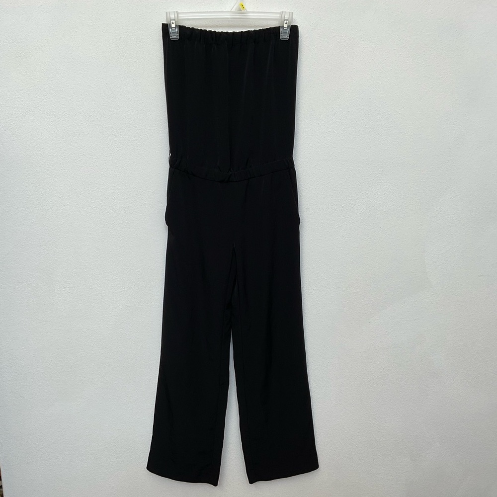 Ann Taylor Loft Black Strapless Jumpsuit Size XXS Petite Pockets Formal
